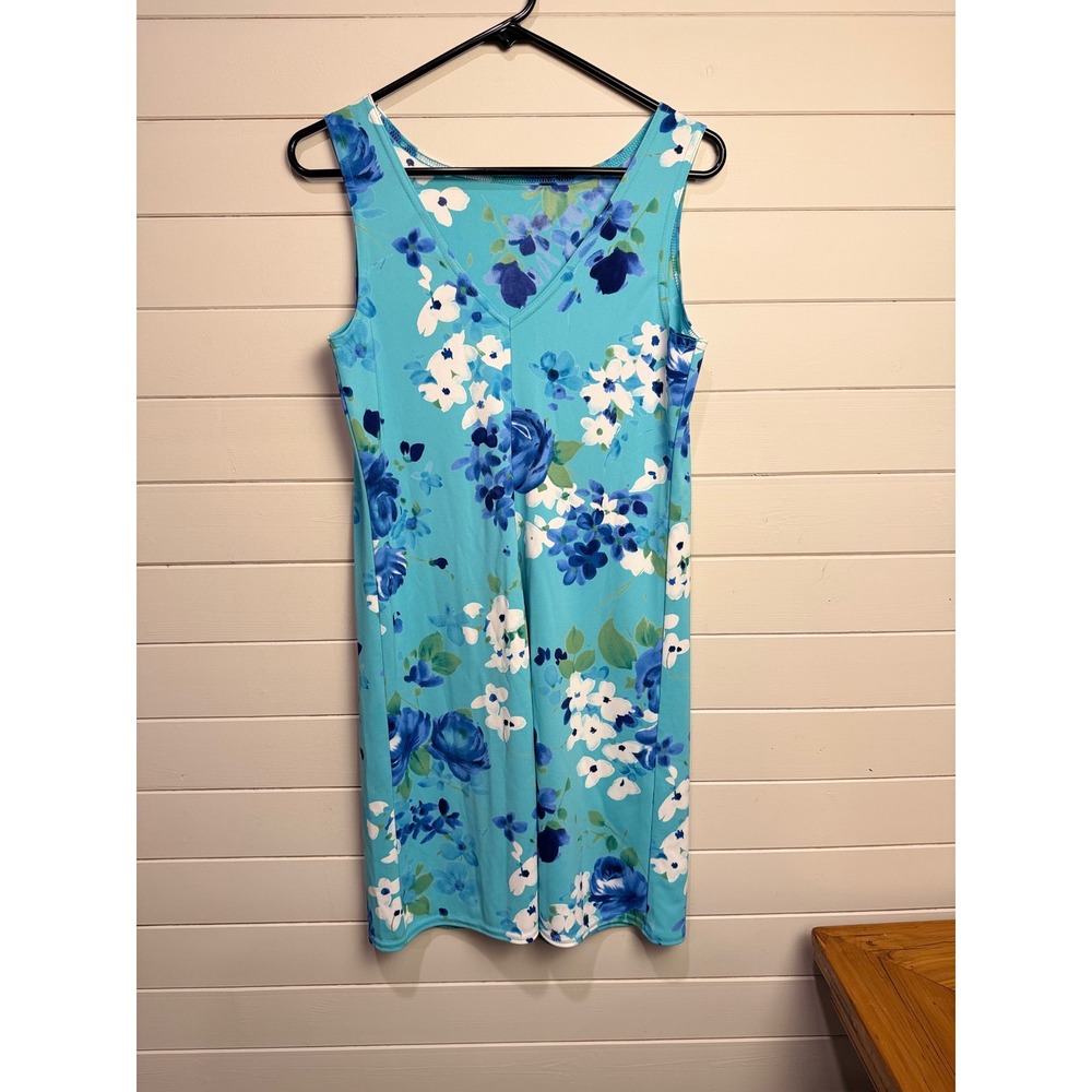 NEW G.A.S. Women's Floral Sleeveless Dress Blue Green‎ Knee Length